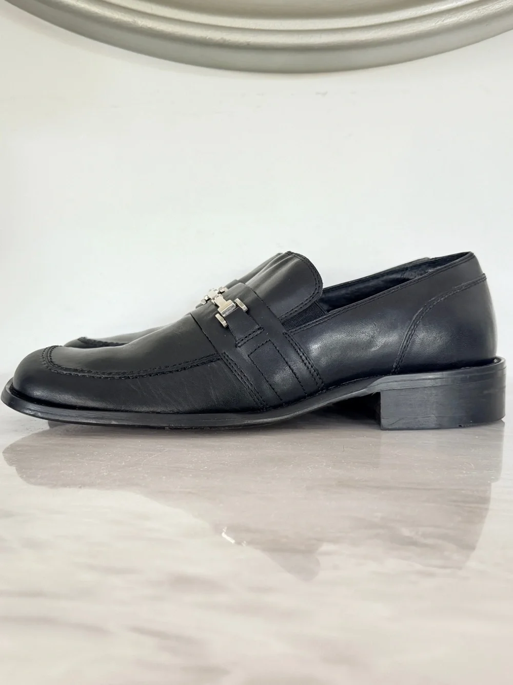 Kenneth Cole Reaction Leather Bit Loafers Men’s 10M Black Slip On Dress Shoes